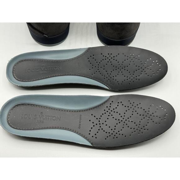 RARE!!! LOUIS VUITTON Tribe Blue Brown Suede Nubuck High Top Sneakers Sz LV 6.5 - Picture 13 of 16